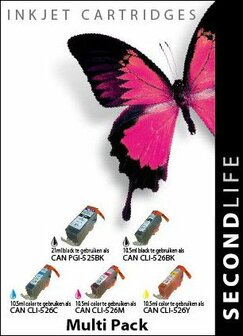 Secondlife inkt Multipack Canon PGI 525 Black &amp; CLI 526 Serie