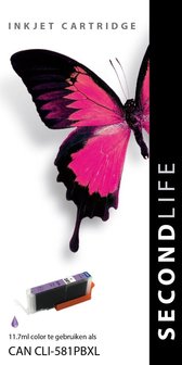 Secondlife inkt Canon CLI-581 XL Photo Blue