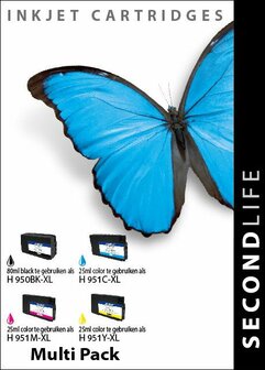 Multipack Secondlife inkt HP 950 XL BK, 951 XL C, M en Y