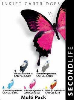 Secondlife inkt Multipack Canon PGI 520 Black &amp; CLI 521 Serie