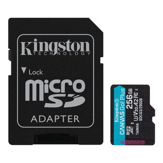 Kingston MicroSDXC Card 256GB Canvas Go! Plus U3 V30 A2