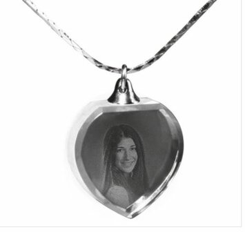 Medaillon hart met 2D foto in glas