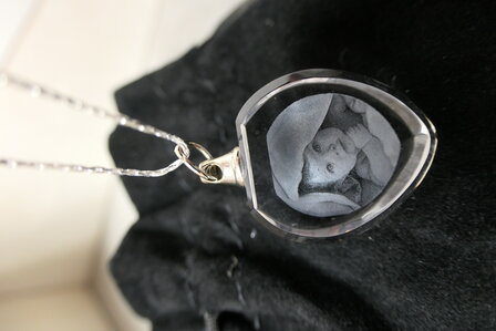 Medaillon hart met 2D foto in glas