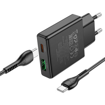 Hoco N38 Dual Port Fast charger PD20W QC3.0 USB-A USB-C