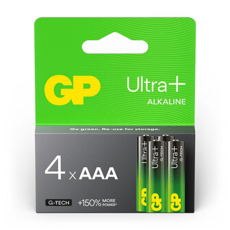 GP Ultra+ Alkaline 4x AAA batterijen