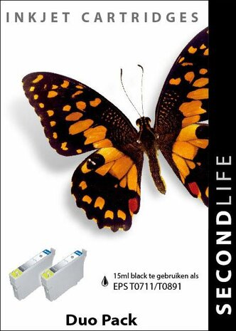 Secondlife inkt Epson T0711 Black duopack