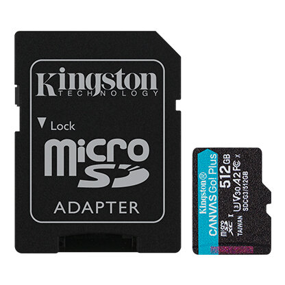 Kingston MicroSDXC Card 512GB Canvas Go! Plus U3 V30 A2