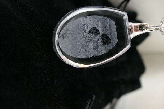 Medaillon ovaal met 2D foto in glas