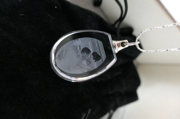 Medaillon ovaal met 2D foto in glas