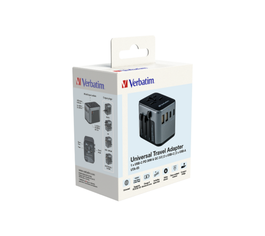 Verbatim UTA-03 Universal Travel Adapter incl USB-A+USB-C