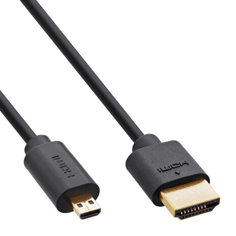 Inline HDMI-A naar HDMI-D Slim Ultra High Speed kabel 2 meter